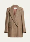 Dries Van Noten Blink Gingham Crystal Fringe Wool Blazer In Rust