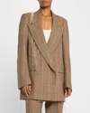 Dries Van Noten Blink Gingham Crystal Fringe Wool Blazer In Rust