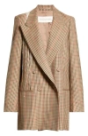 Dries Van Noten Blink Gingham Crystal Fringe Wool Blazer In Rust