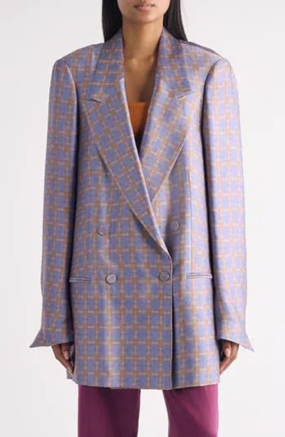 Dries Van Noten Blink Spray Check Oversize Blazer In Multi
