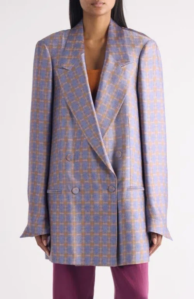 Dries Van Noten Blink Spray Check Oversize Blazer In Purple