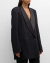Dries Van Noten Blinker Tux Double-breasted Blazer In Black