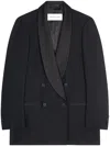 Dries Van Noten Double-breasted Satin-trimmed Wool-blend Blazer In 900 Black