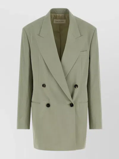 Dries Van Noten Bliss Blazer Double Breasted Notch Lapel In Gray