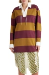 Dries Van Noten Chu Oversize Striped Polo Shirt In Mustard