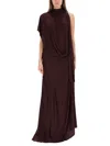 Dries Van Noten Asymmetric One-shoulder Floor-length Top In Burgundy