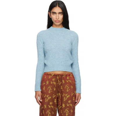 Dries Van Noten Blue Alpaca Sweater In 514-light Blue