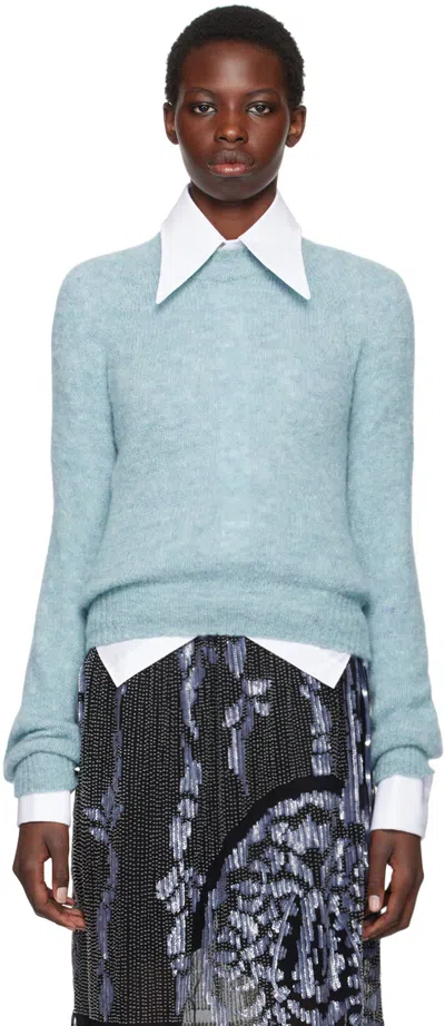 Dries Van Noten Blue Alpaca Wool Sweater In 514 Light Blue