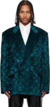 Dries Van Noten Blue & Black Jacquard Blazer In Blue