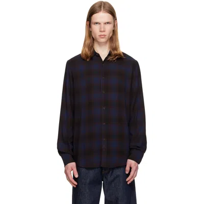 Dries Van Noten Regular Fit Long Sleeve Plaid Shirt In Black
