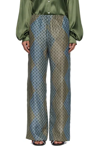 Dries Van Noten Blue & Gray Elasticated Trousers