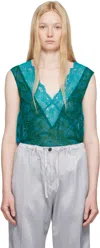 Dries Van Noten Blue & Green Floral Tank Top In 503 Turquoise