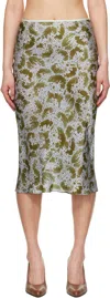 Dries Van Noten Printed Silk Midi Skirt In 606 Khaki