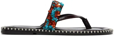 Dries Van Noten Black Thong Slip-on Sandals With Sequins Women