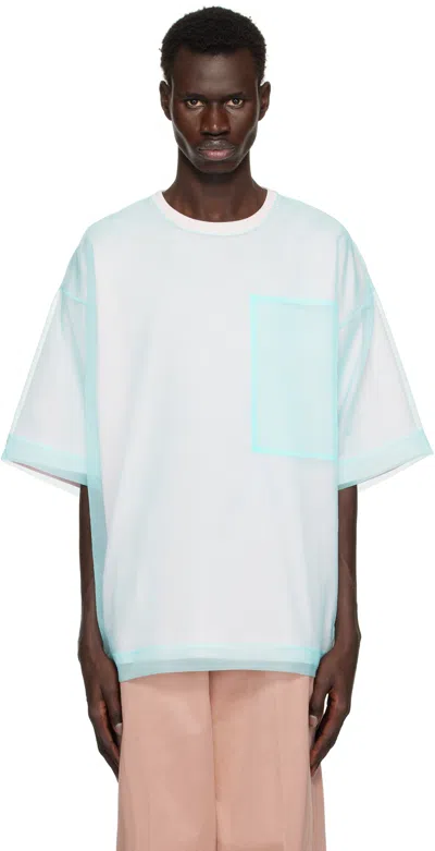 Dries Van Noten Blue & Pink Layered Organza T-shirt In 315 Pale Pink