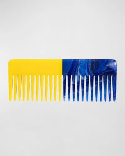 Dries Van Noten Blue And Yellow Wide-tooth Comb In Blue &amp; Yellow