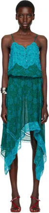 Dries Van Noten Dallie Asymmetric Midi Dress In 503 Turquoise