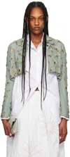 Dries Van Noten Blue Beaded Jacket In 504 Blue