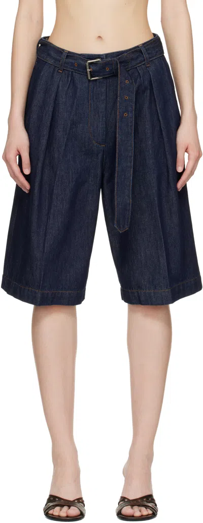Dries Van Noten Blue Belted Denim Shorts
