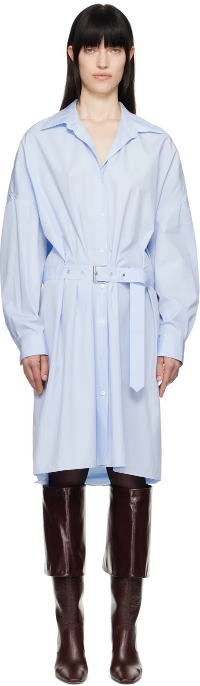 Dries Van Noten Belted Cotton-poplin Shirt Dress In 514 Light Blue