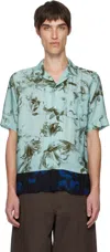 Dries Van Noten Blue Boxy Viscose Shirt In Green
