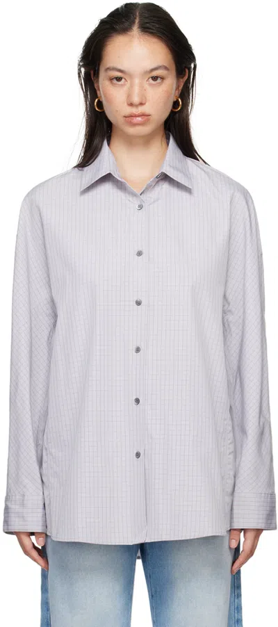 Dries Van Noten Blue Check Shirt In 514 Light Blue