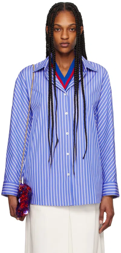 Dries Van Noten Blue Cocoon Shirt In 514 Light Blue