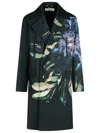 Dries Van Noten Cotton Blend Coat Floral Pattern In Brown