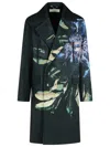 Dries Van Noten Cotton Blend Coat Floral Pattern In Green