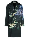Dries Van Noten Cotton Blend Coat Floral Pattern In Green