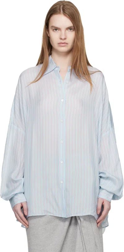 Dries Van Noten Blue Cotton Cocoon Shirt In Gray