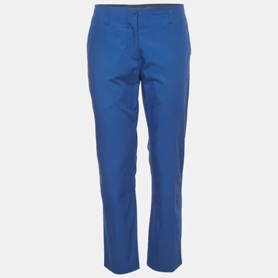 Pre-owned Dries Van Noten Blue Cotton Straight Fit Trousers S