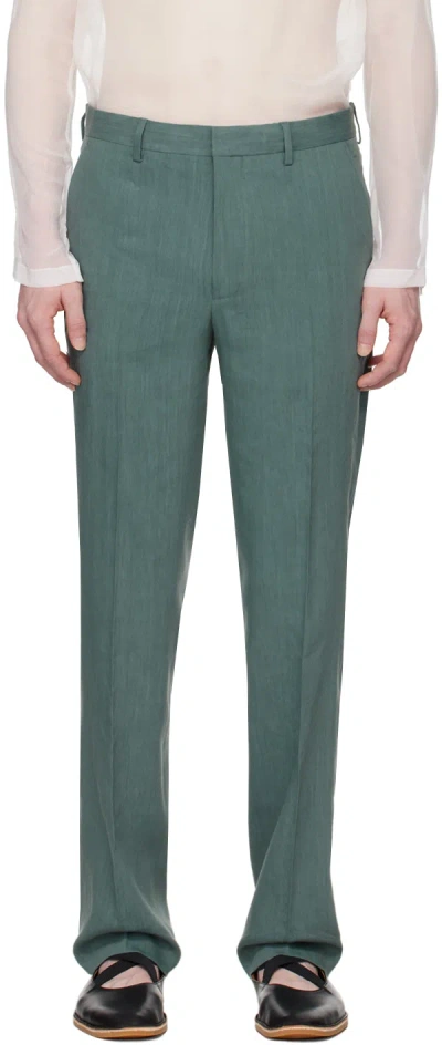 Dries Van Noten Blue Creased Trousers In 506 Raf