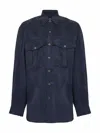 Dries Van Noten Blue Cupro Oversized Shirt In Blue