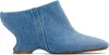 Dries Van Noten Dented Wedge Mule In Light Blue