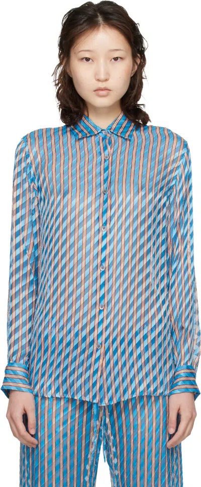 Dries Van Noten Blue Devoré Shirt