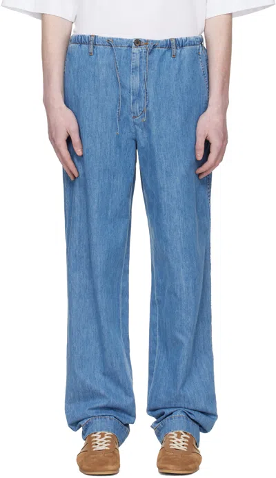 Dries Van Noten Blue Drawstring Jeans In Brown