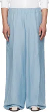 Dries Van Noten Blue Drawstring Trousers In 514 Light Blue