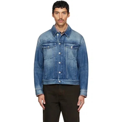 Dries Van Noten Blue Faded Denim Jacket In Yellow