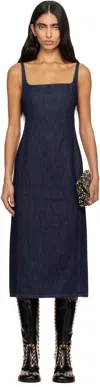 Dries Van Noten Blue Fitted Denim Midi Dress In Blue