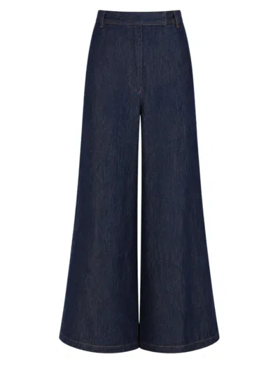 Dries Van Noten Blue Flared Flat Front Pants