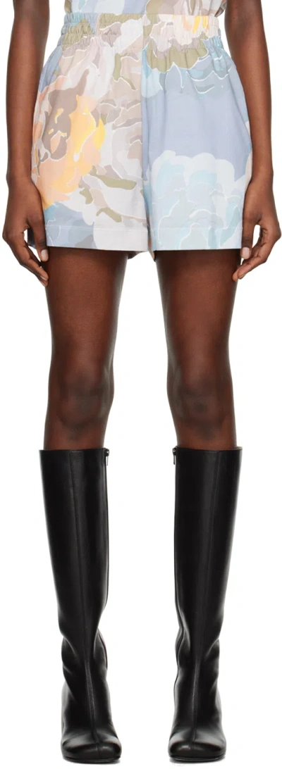 Dries Van Noten Blue Floral Shorts In 514 Light Blue