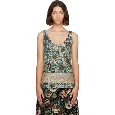 Dries Van Noten Floral Patterned Sleeveless Top In Metallic