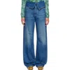 Dries Van Noten Blue Folded Denim Jeans In Blue
