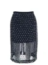 Dries Van Noten Women Blue Georgette Jewel Embellished Midi Skirt In Blue