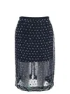 Dries Van Noten Women Blue Georgette Jewel Embellished Midi Skirt In Blue