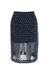 Dries Van Noten Blue Georgette Midi Skirt With Embroidered Crystals In Blue