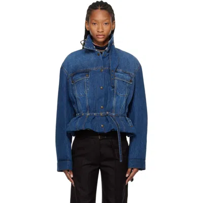 Dries Van Noten High-collar Denim Jacket In Blue