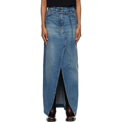 Dries Van Noten Blue Long Denim Maxi Skirt In 504-blue