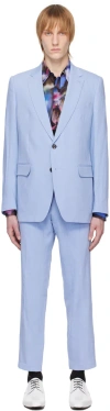 Dries Van Noten Blue Notched Suit In 514 Light Blue
